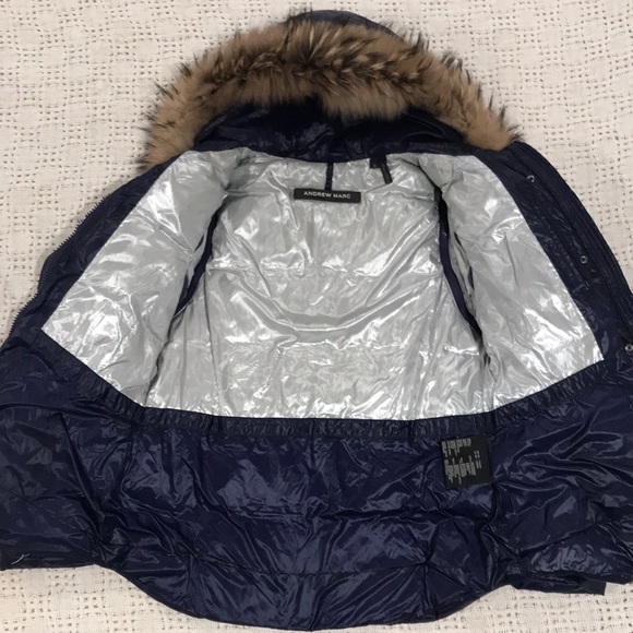 Andrew Marc size Small puffer down jacket fur hood vest option - Picture 5 of 8